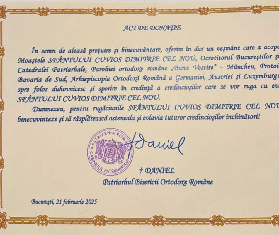 Dar al Patriarhului României pentru o biserică din Bavaria 327840