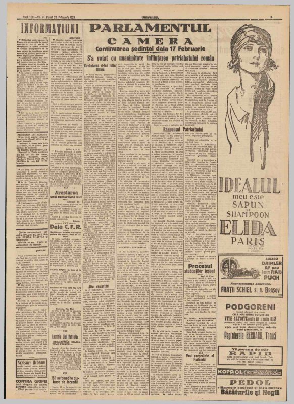 Recunoaşterea Patriarhiei Române de către Adunarea Deputaţilor în presa vremii 336372