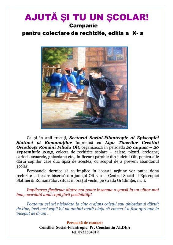 „Ajută și tu un școlar!” în Episcopia Slatinei și Romanaților 339951