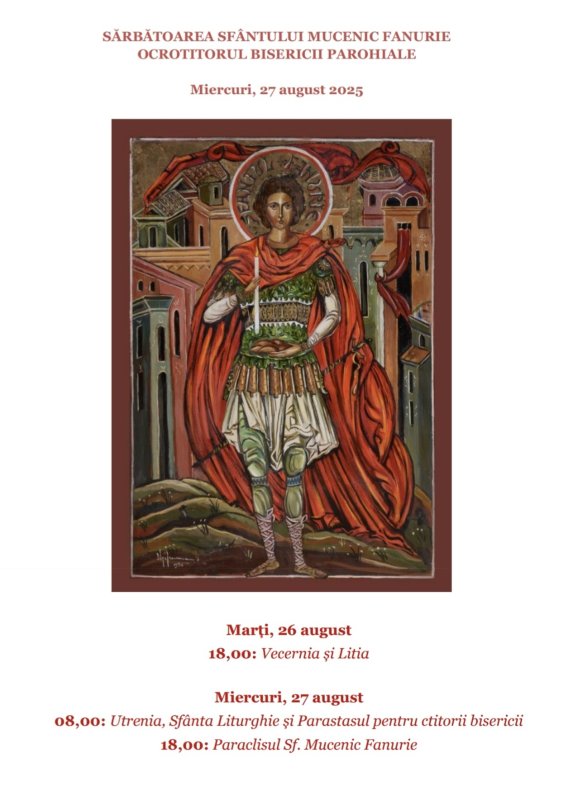 Programul hramului Parohiei Mihai Bravu din Capitală 340085