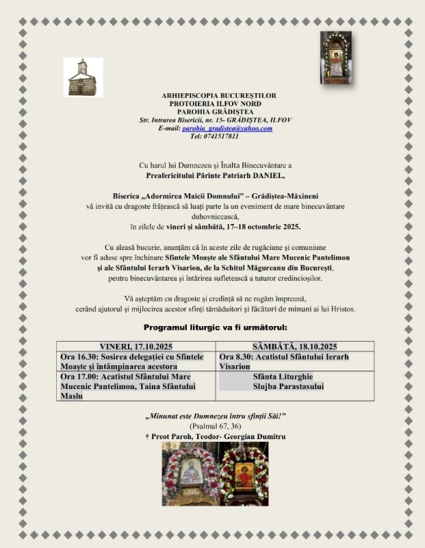 Eveniment duhovnicesc la Parohia Grădiștea din Protoieria Ilfov Nord 343964