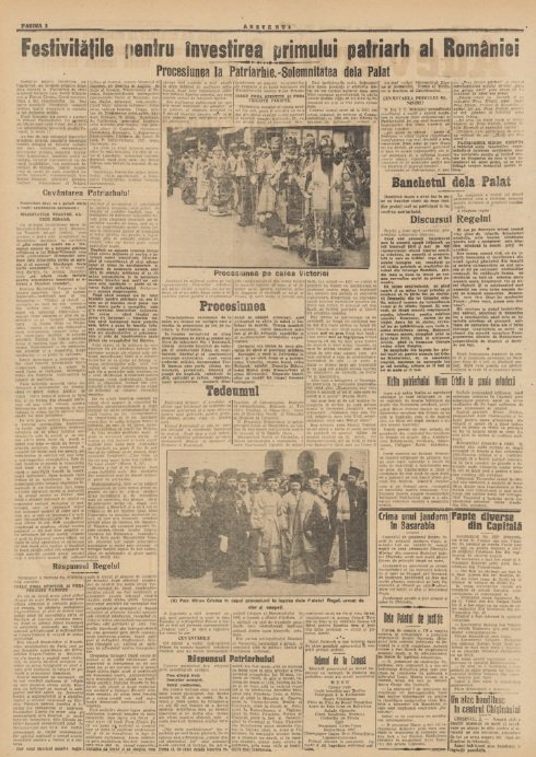 Învestirea Patriarhului Miron Cristea în presa vremii 346622
