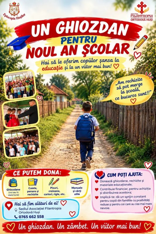 Programul eparhial „Un ghiozdan pentru noul an școlar” în Episcopia Huşilor 370729