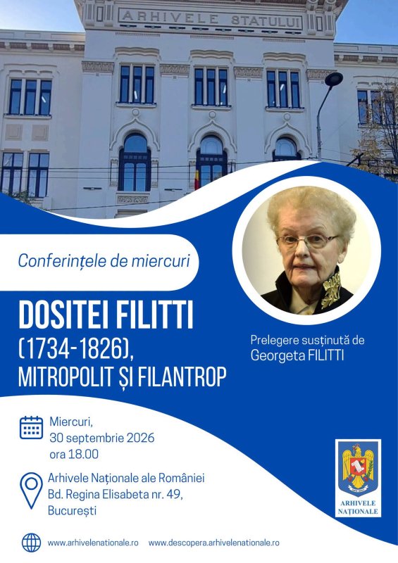 Conferință despre Mitropolitul Dositei Filitti la Arhivele Naționale 375018