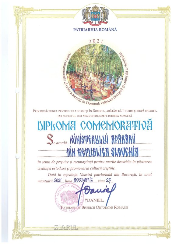 Diplome şi medalii pentru cimitire militare şi de onoare din ţară şi din străinătate 218483