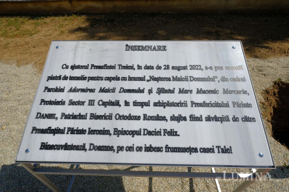 Piatra de temelie a capelei parohiei bucureștene „Sfântul Mercurie” 224353