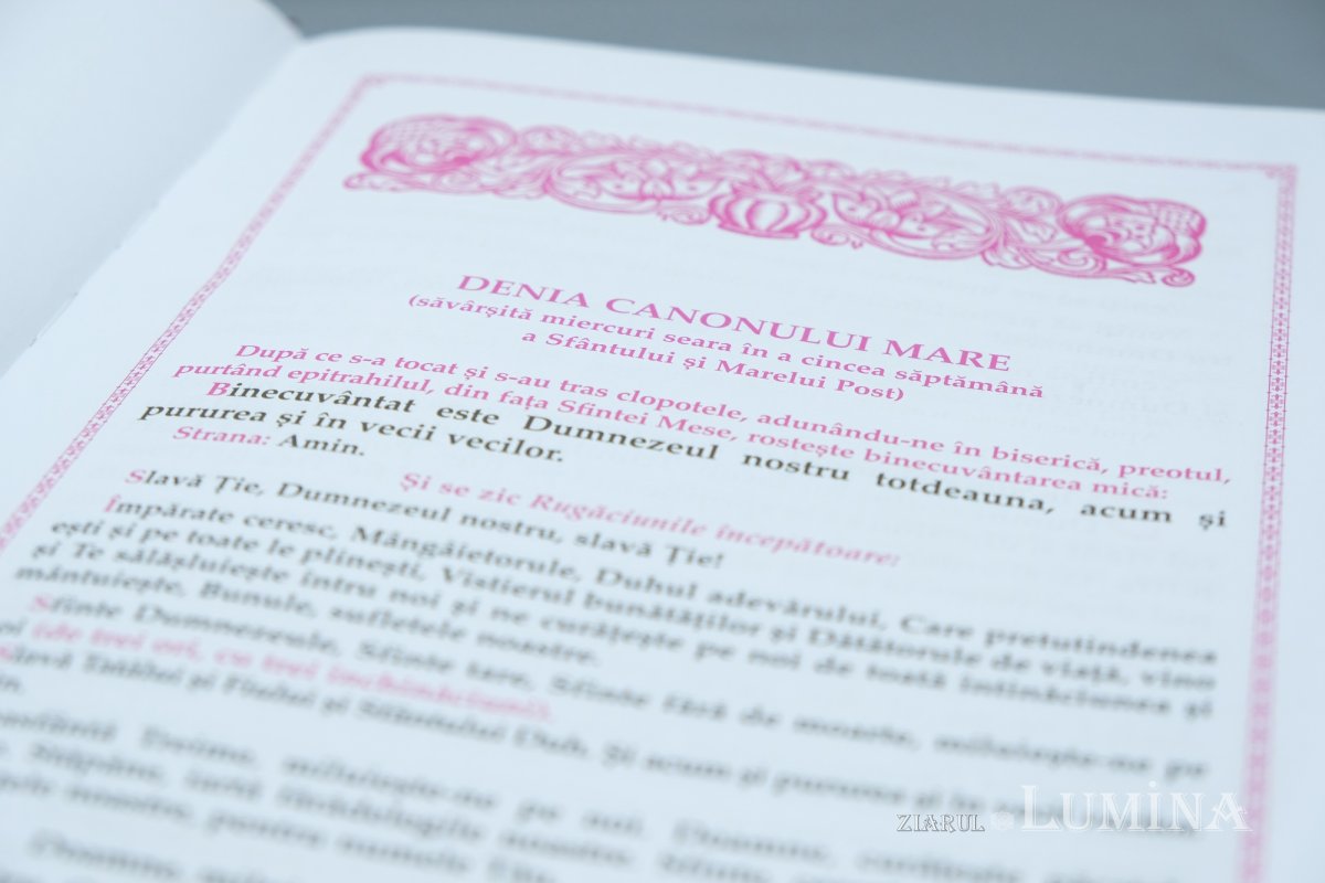 Carte de cult cu rânduiala deniilor din Postul Mare 292107