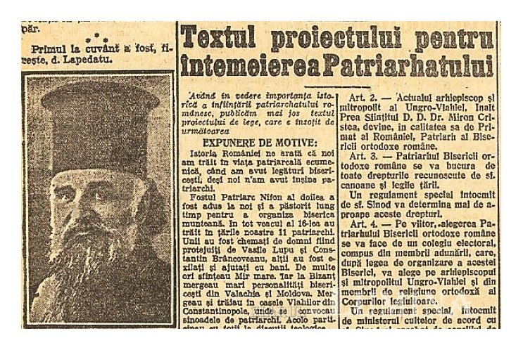 Recunoaşterea Patriarhiei Române de către Senatul României în presa vremii 335883