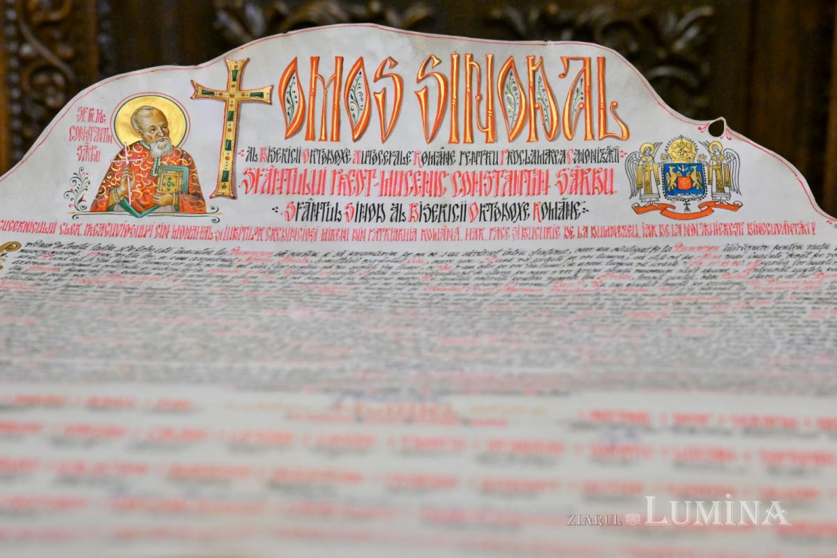 Tomos sinodal al Bisericii Ortodoxe Autocefale Române pentru proclamarea canonizării Sfântului Preot Mucenic Constantin Sârbu 377899