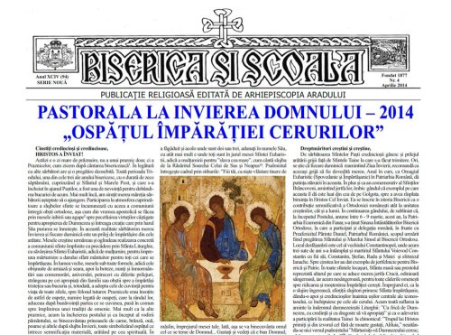 Număr nou al revistei „Biserica şi Şcoala“ a Arhiepiscopiei Aradului Poza 79234