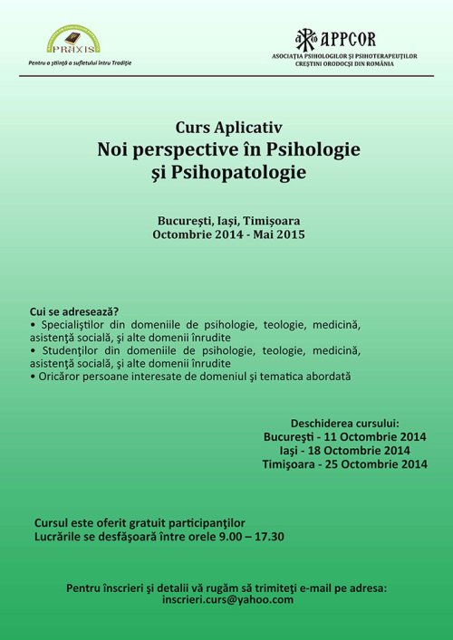 Cursul aplicativ „Noi perspective în Psihologie şi Psihopatologie“ Poza 75789