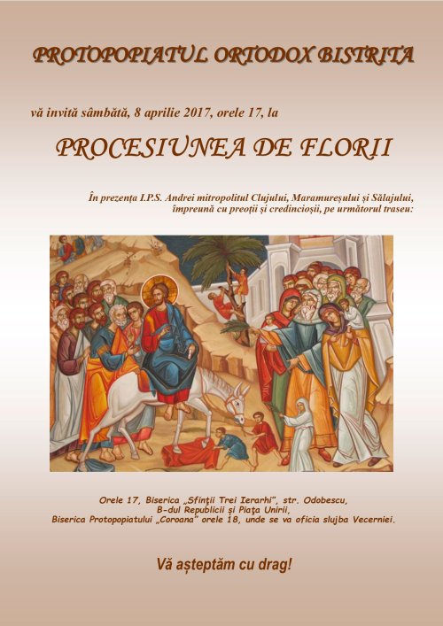 Procesiune de Florii şi Concertul pascal „Lumina Învierii”, în municipiul Bistriţa Poza 41692
