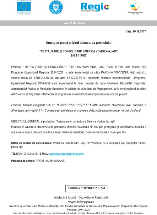 Anunț de presă privind demararea proiectului Poza 26251