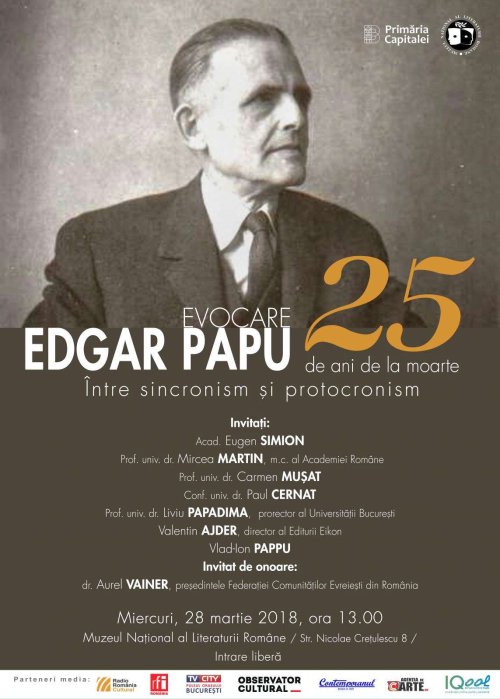ACTUALITATE: Edgar Papu,  evocat la 25 de ani de la moarte Poza 19866