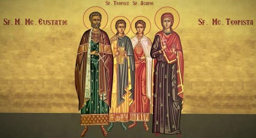 Sf. Mari Mc. Eustaţie şi soţia sa, Teopista, cu cei doi fii  ai lor: Agapie şi Teopist Poza 126852