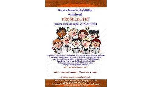 Preselecție pentru Corul de copii „Vox Angeli” al Parohiei Iancu Vechi-Mătăsari Poza 128740