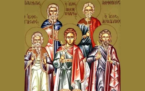 Sf. Mc. Achindin,  Pigasie, Aftonie, Elpidifor şi Anempodist (Sâmbăta morţilor - Moşii de toamnă)