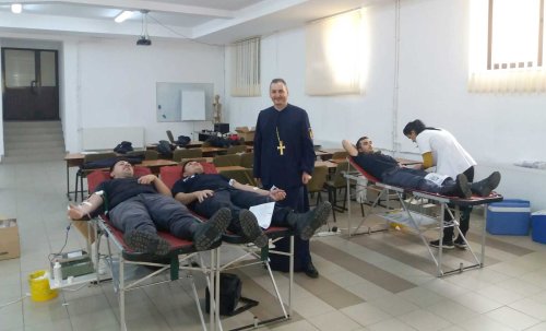 Donare de sânge la Școala de Pompieri „Pavel Zăgănescu”