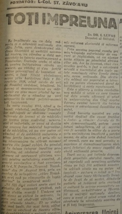 1 decembrie 1919: Prima aniversare a Marii Uniri Poza 133656