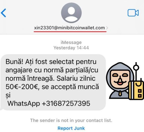 Mesajele de tipul „Bună,  aţi fost selectat pentru angajare”  sunt înșelătorii Poza 206633