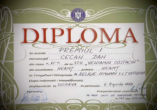 Elevi olimpici la Seminarul Teologic „Veniamin Costachi” de la Mănăstirea Neamț Poza 255031