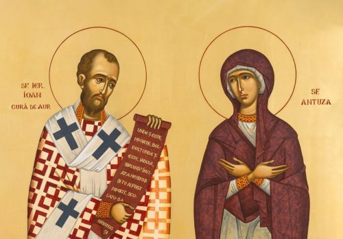 Sfântul Ierarh Ioan Gură de Aur, Arhiepiscopul Constantinopolului, şi mama sa, Sfânta Antuza Poza 233694