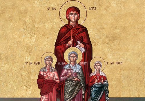 Sf. Ier. Dionisie, Episcopul Cetăţii Albe-Ismail; Sf. Mc. Sofia (Înţelepciunea) şi fiicele sale: Pistis (Credinţa), Elpis (Nădejdea) şi Agapi (Dragostea) Poza 184501