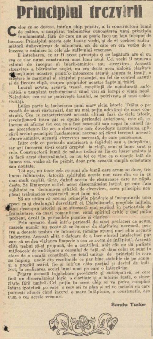 Sandu Tudor: Principiul trezvirii Poza 376902