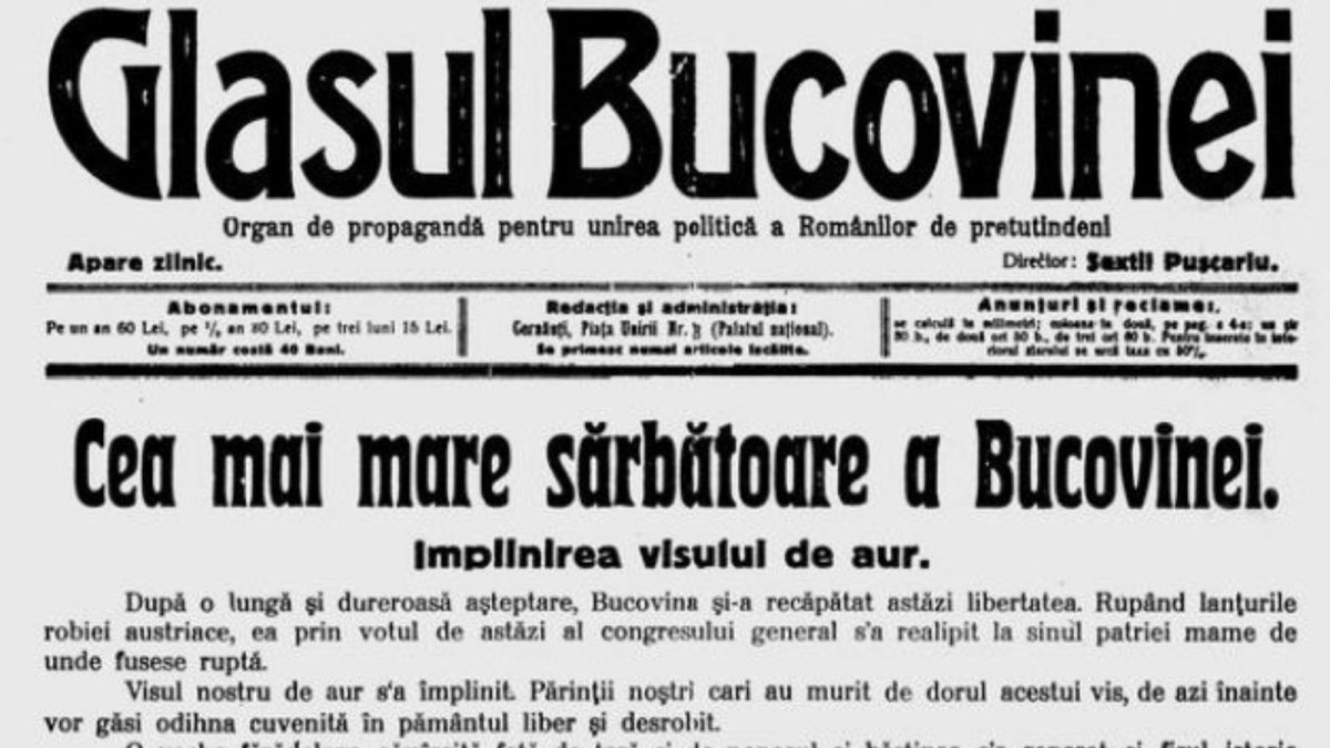 106 ani de la unirea Bucovinei cu România