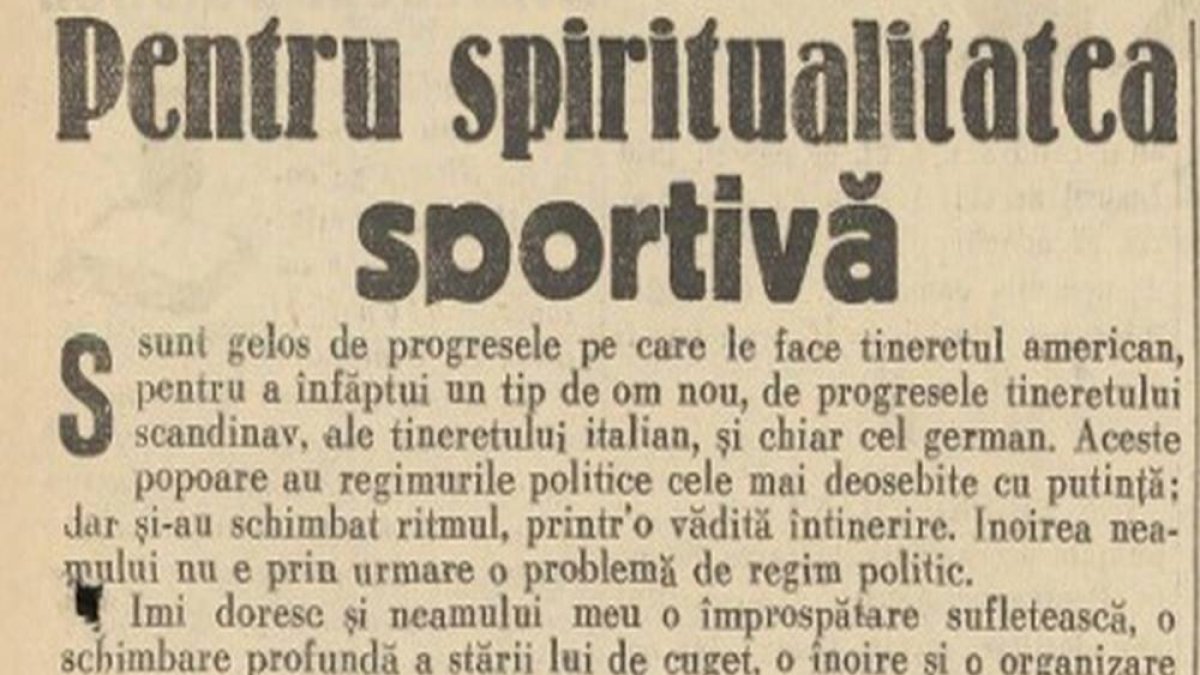 Sandu Tudor: „Pentru spiritualitatea sportivă”