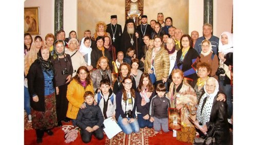 Pelerini români primiţi de Patriarhul Ierusalimului