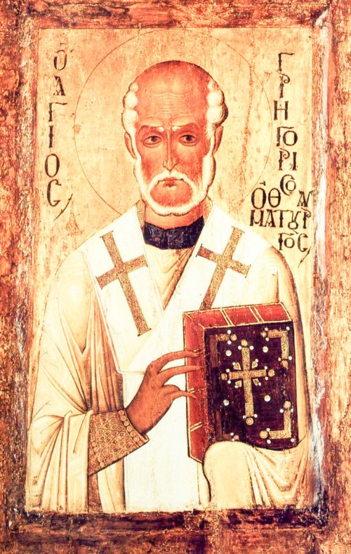 Sfântul Ierarh Grigorie Taumaturgul, Episcopul Neocezareei, şi Ghenadie, Patriarhul Constantinopolului;  Sfântul Cuvios Lazăr Zugravul