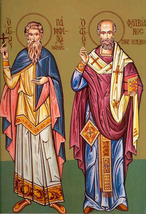 Sfinţii Sfinţiţi Mucenici Pamfil preotul şi Valent diaconul; Sfântul Ierarh Flavian, Arhiepiscopul Constantinopolului