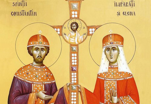 Sfinţii Mari Împăraţi şi întocmai cu Apostolii, Constantin şi mama sa, Elena