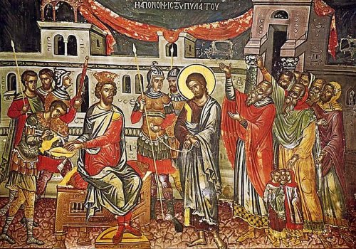 Marcu 15, 1-15 (Convorbirea dintre Iisus și Pilat)