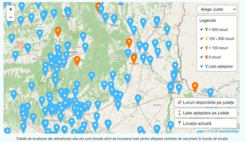 Harta interactivă a centrelor de vaccinare