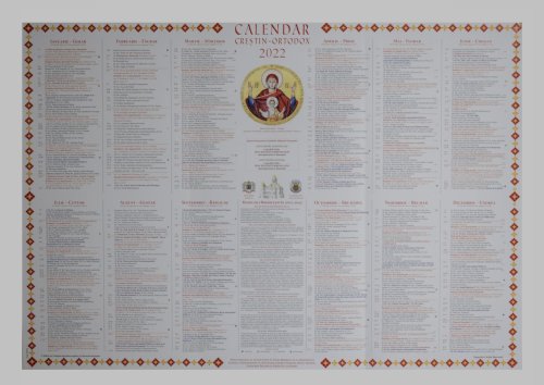 A apărut calendarul creştin-ortodox pentru anul 2022, tip foaie de perete