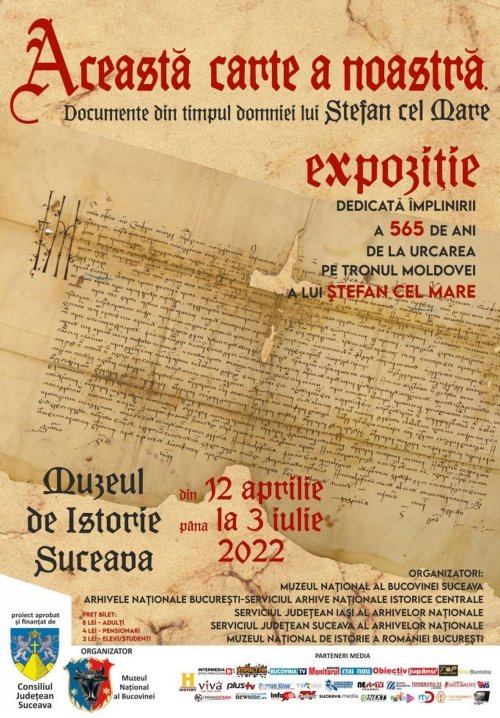 Documente din timpul lui Ştefan cel Mare expuse la Suceava