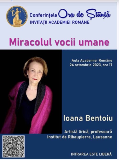 Soprana Ioana Bentoiu conferențiază la Academia Română