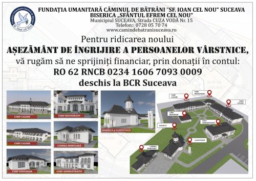Sprijin pentru ridicarea noului Așezământ de îngrijire a persoanelor vârstnice din Suceava