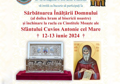 Moaștele Sfântului Antonie vor fi duse spre închinare la o biserică din București