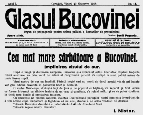 106 ani de la unirea Bucovinei cu România