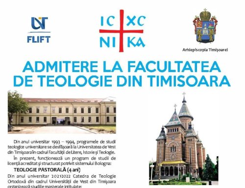 Admitere la Facultatea de Teologie Ortodoxă din Timișoara