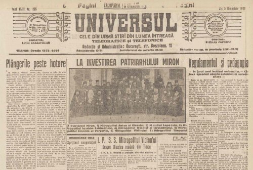 „La învestirea Patriarhului Miron”