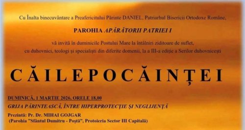 Întâlnirile „Căile pocăinței” la Parohia Apărătorii Patriei I din Capitală