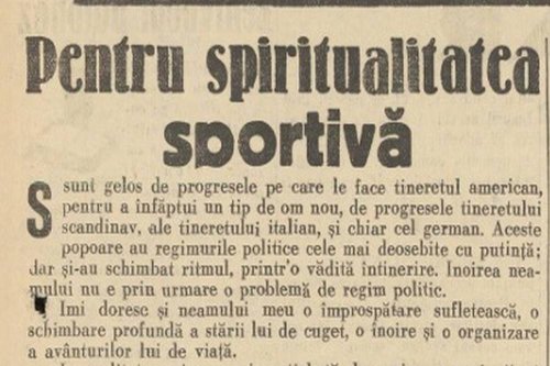 Sandu Tudor: „Pentru spiritualitatea sportivă”