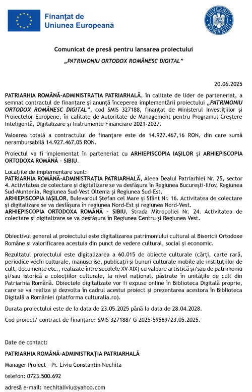 Comunicat de presă